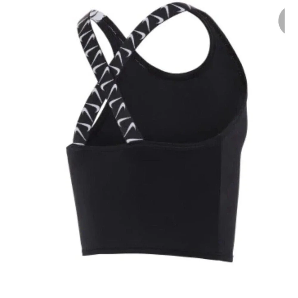 Nike Logo Tape Black Cross Back Tankini Swim Top Size  SMALL Girls